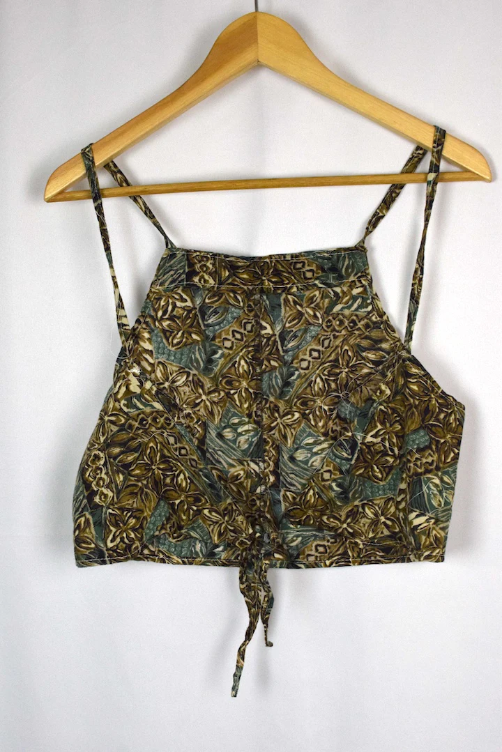 Reworked Abstract Floral Print Tie up Top - Image 3