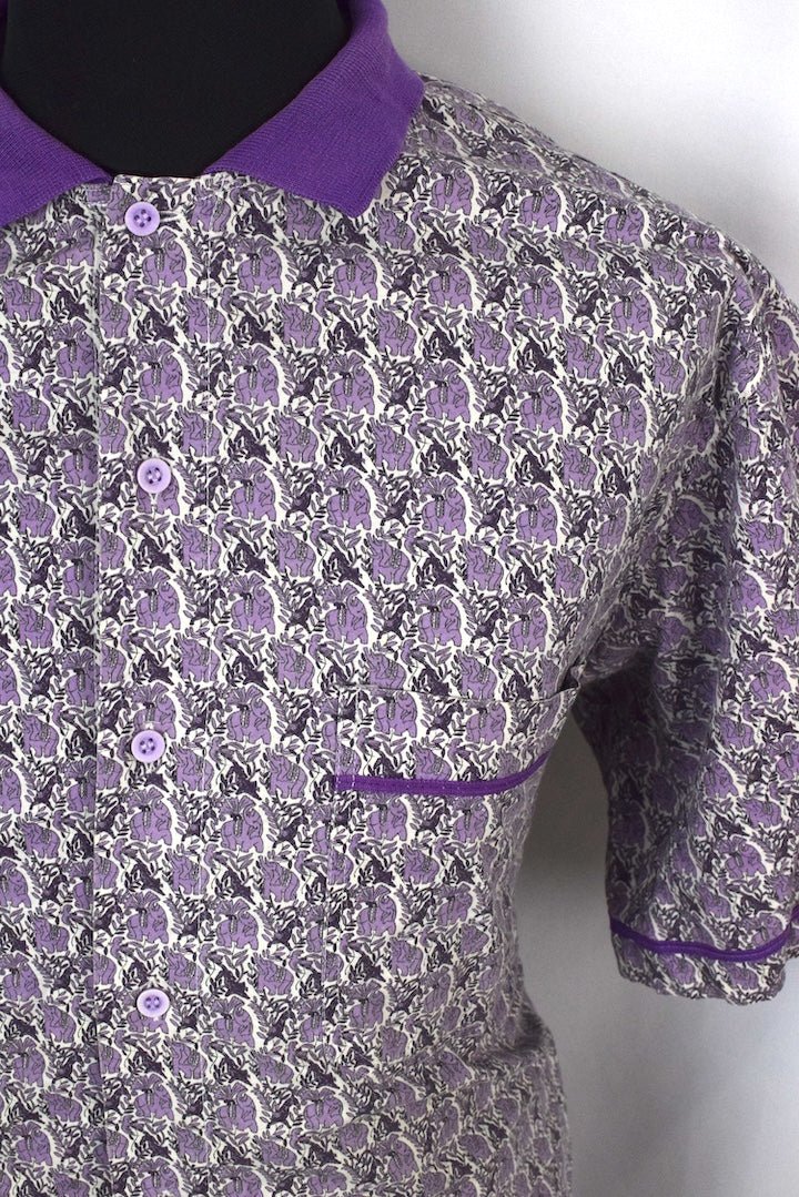 Purple Elephant Print Party Shirt - Image 2