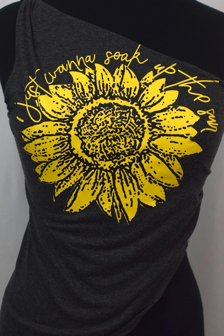 Reworked Sunflower Single Shoulder T-shirt - Image 2