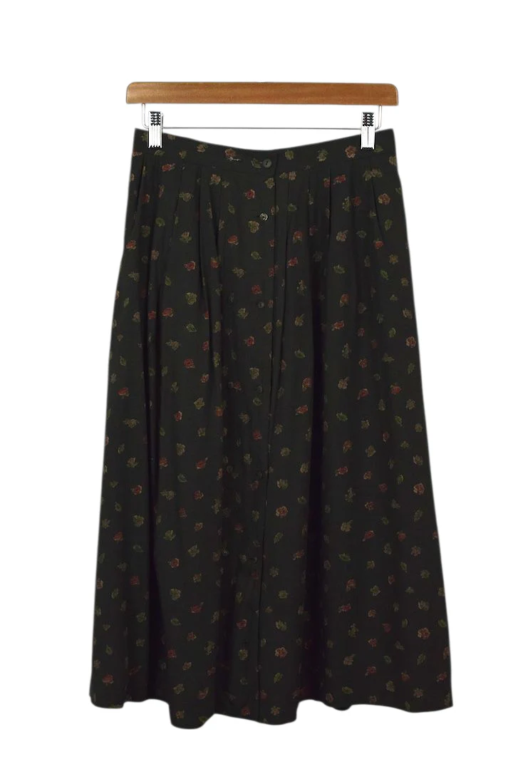 Green Floral Print Skirt