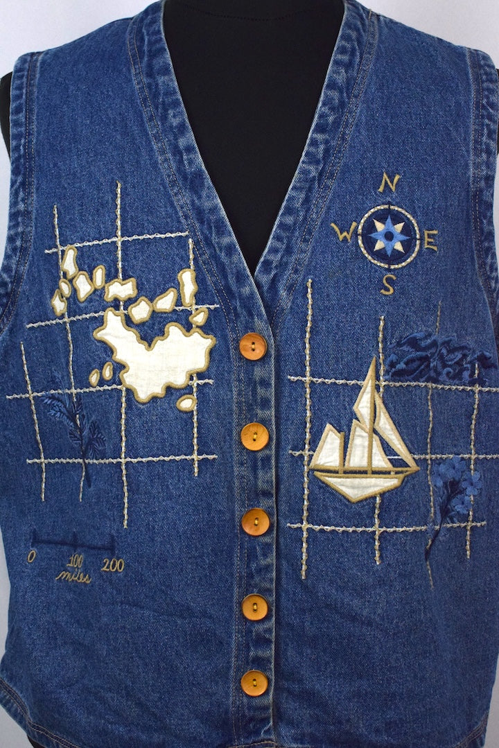 Nautical Themed Denim Vest - Image 2