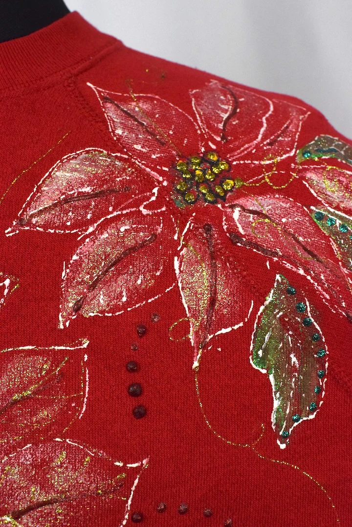 80s Christmas Poinsettia Sweatshirt - Image 3