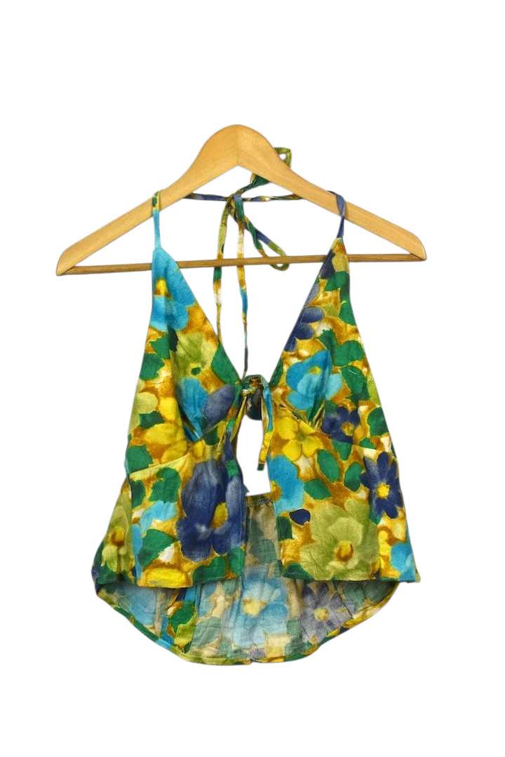 Reworked Floral Print Tie-Up Top