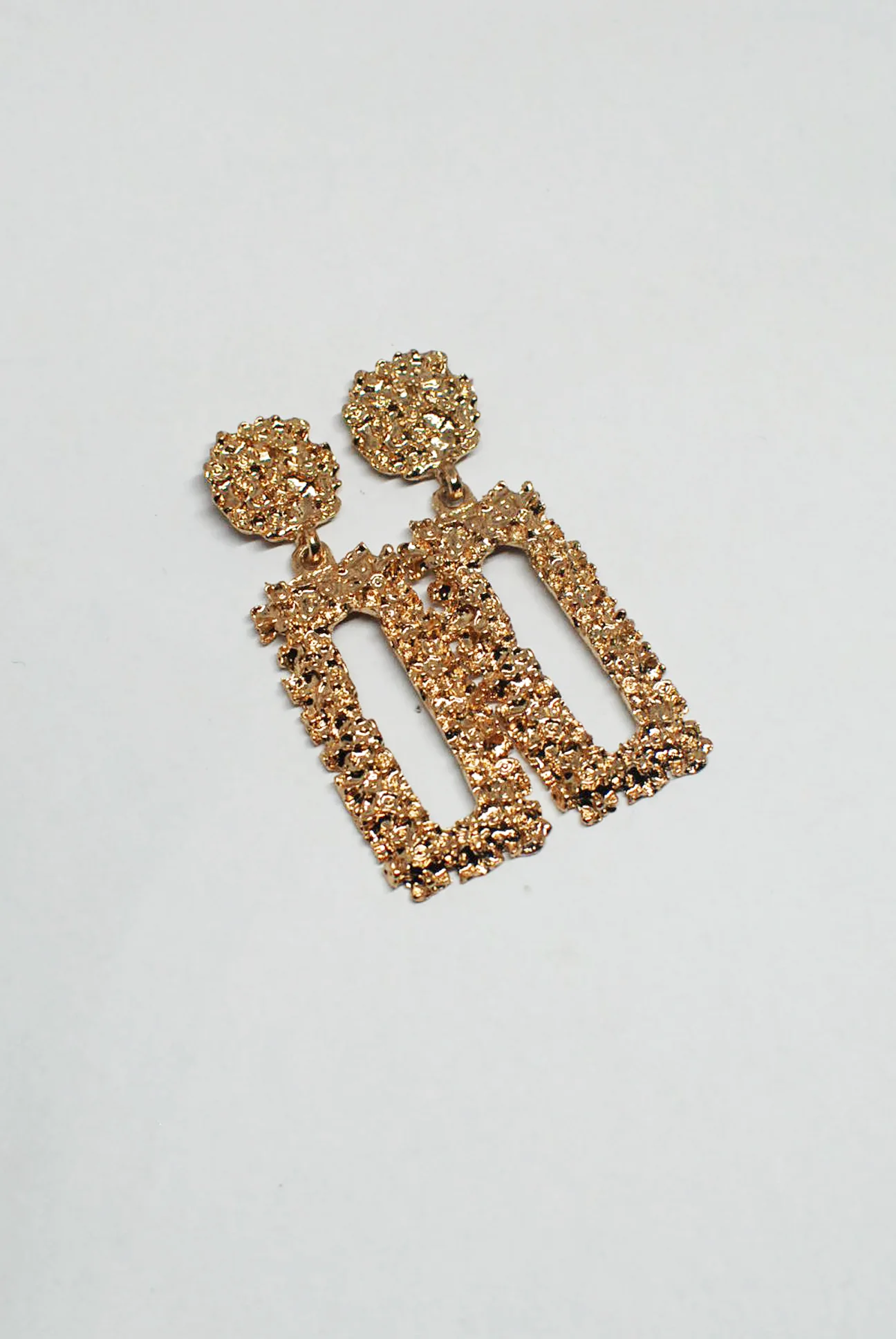 Textured Circle and Large Rectangle Earrings - Image 2