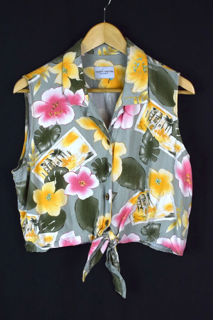 Floral Print Tie Up Top