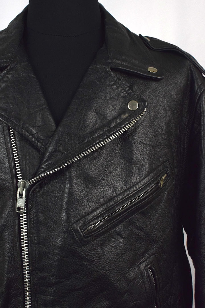 Black Leather Biker Jacket - Image 2