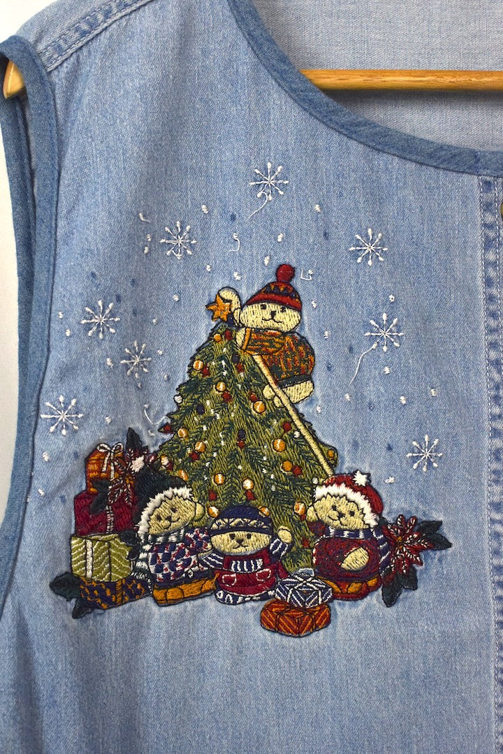 Reworked Denim Christmas Baby Doll Top - Image 2