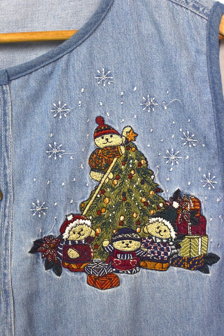 Reworked Denim Christmas Baby Doll Top - Image 3