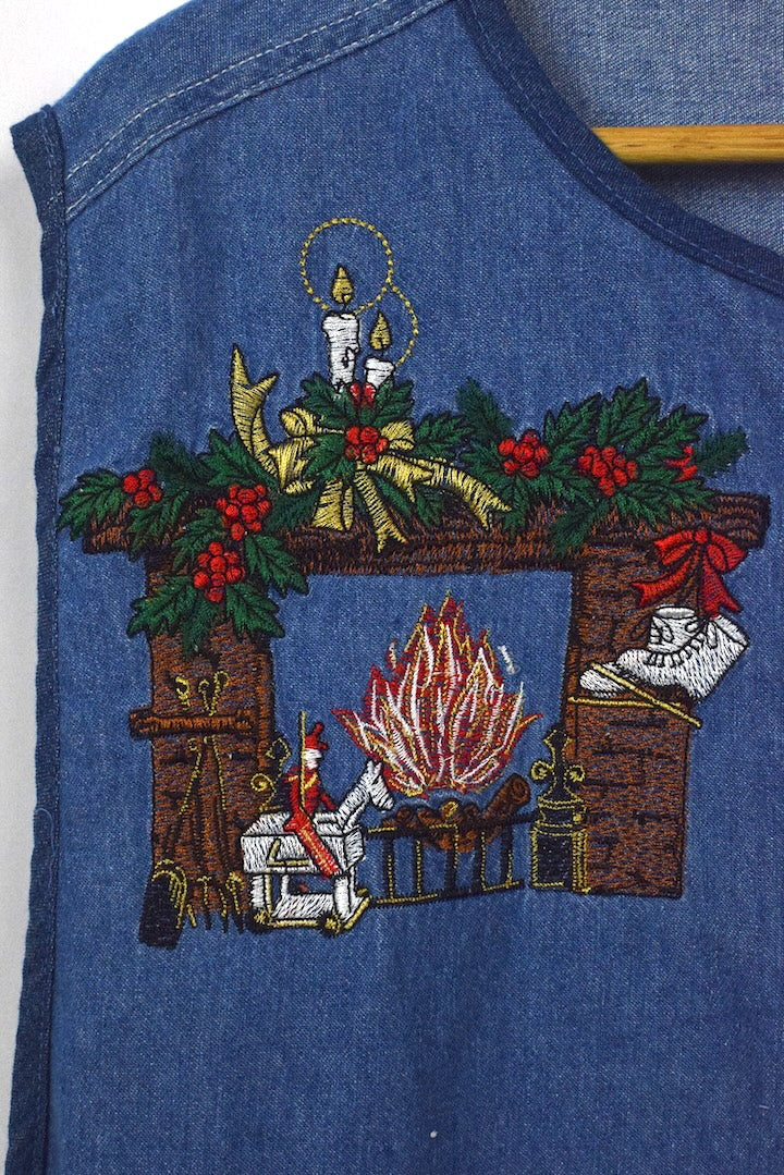 Reworked Denim Christmas Baby Doll Top - Image 2