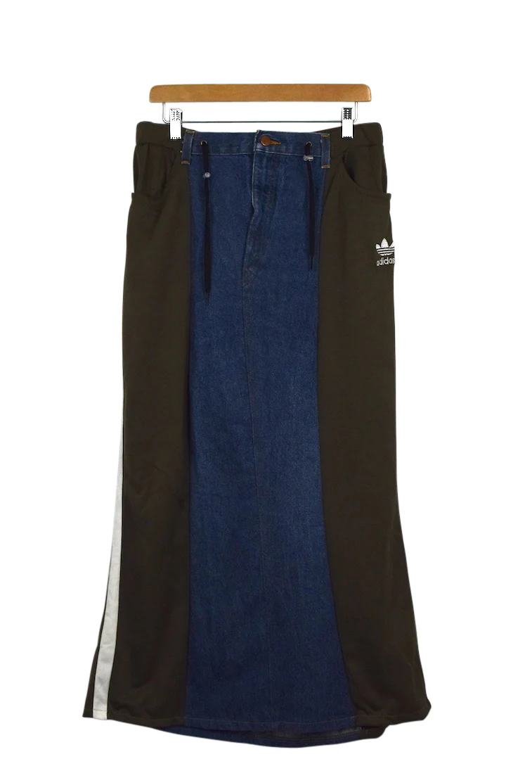 Reworked Adidas Brand Denim Track Skirt