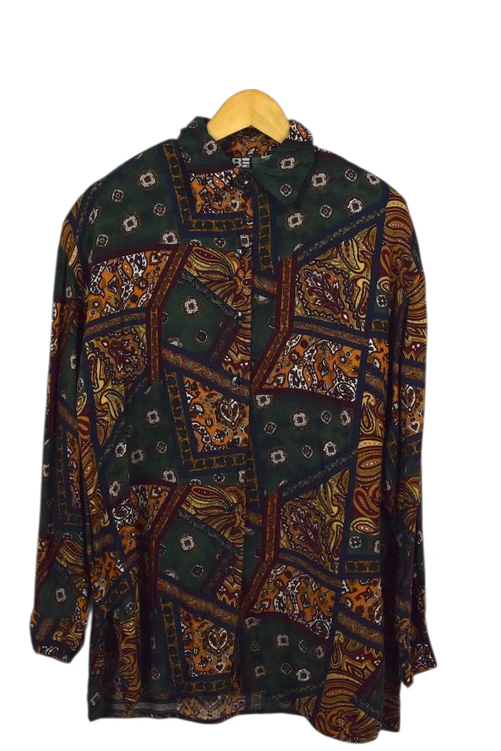 Green Abstract Print Top